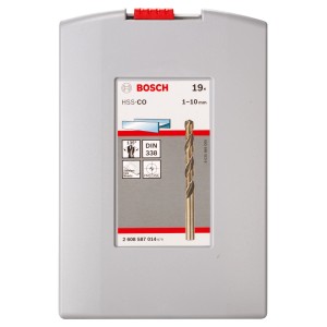 Bosch Metallbohrer-Set HSS-CO, 19-teilig, 1-10 mm, im grauen Koffer.
