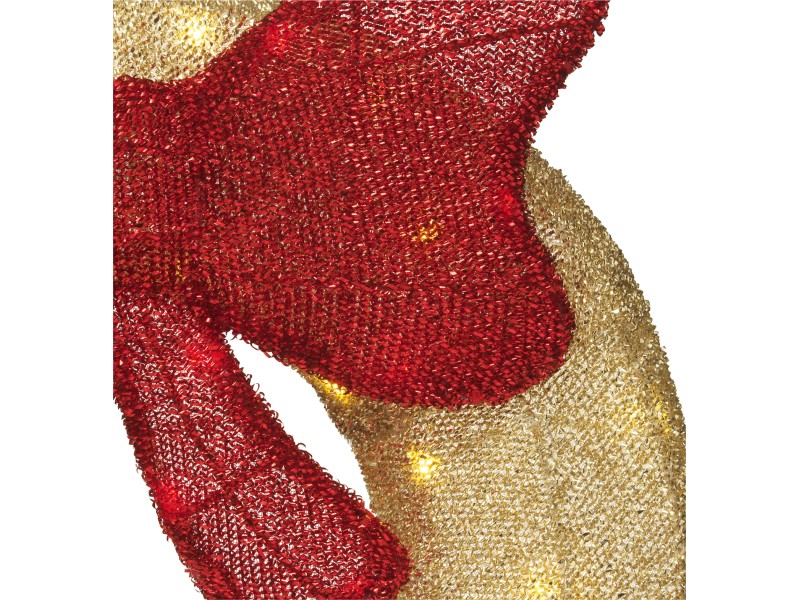 WeRChristmas Weihnachtsgirlande 2,7 M | Mit 40 Warmweißen LEDs | Rot/gold | Mit Beeren, Blättern & Glitzer | Für Geländer & Dekoration