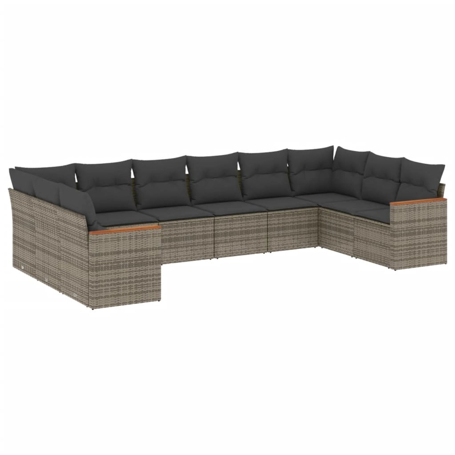 vidaXL 10-Tlg Garten-Sofagarnitur mit Kissen Grau Poly Rattan 3226326 günstig online kaufen