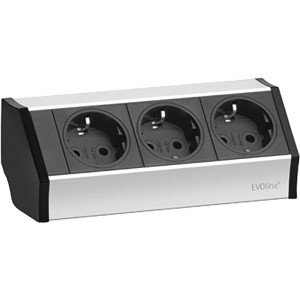 Evoline V-Dock 3-fach Steckdosenelement, alufarbig-schwarz, für Elektroinstallation.