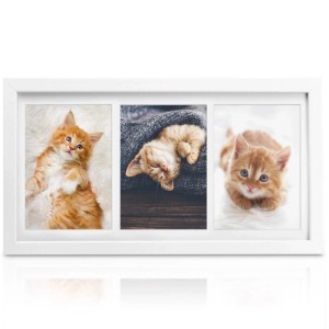 Weißer Bomoe Galeria Bilderrahmen für 3 Fotos (13x18cm) mit Katzenmotiven.