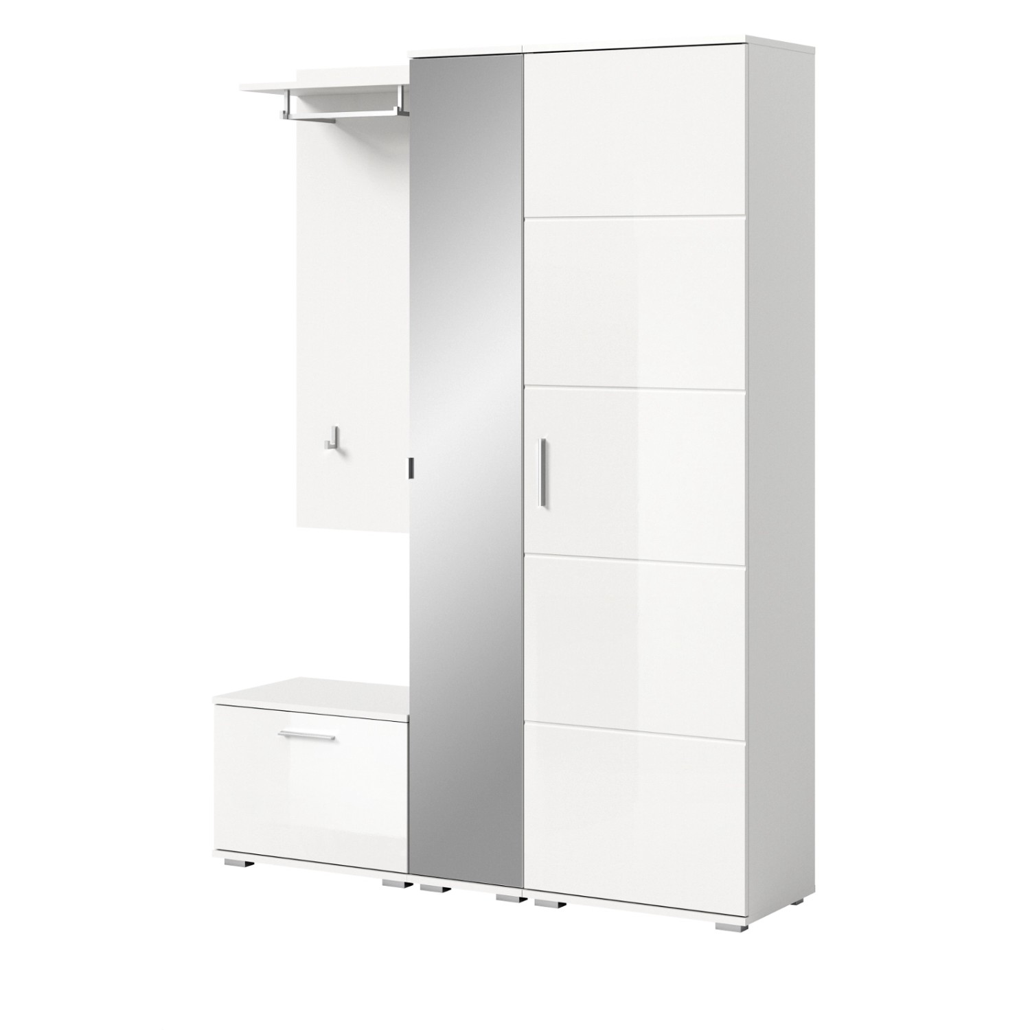 Inn.Furn Garderoben-Set 4-teilig Weiß Hochglanz 140 cm Viel Stauraum Grazie günstig online kaufen