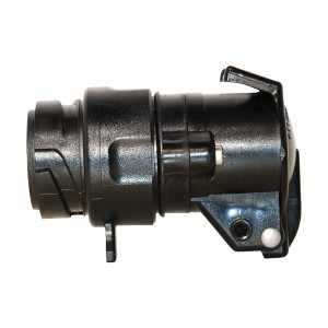 Las Kurzadapter 13 auf 7-polig für PKW Anhänger, Adapter aus Kunststoff in Schwarz.