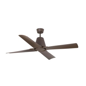 Brauner FARO Deckenventilator Typhoon für Außenbereiche mit Fernbedienung und energiesparendem Motor.