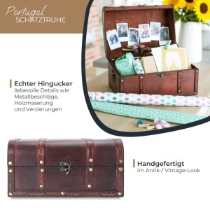 HMF 6406-130 Schatztruhe Schatzkiste Holztruhe Holz 30 x 20 x 15 cm Portugal