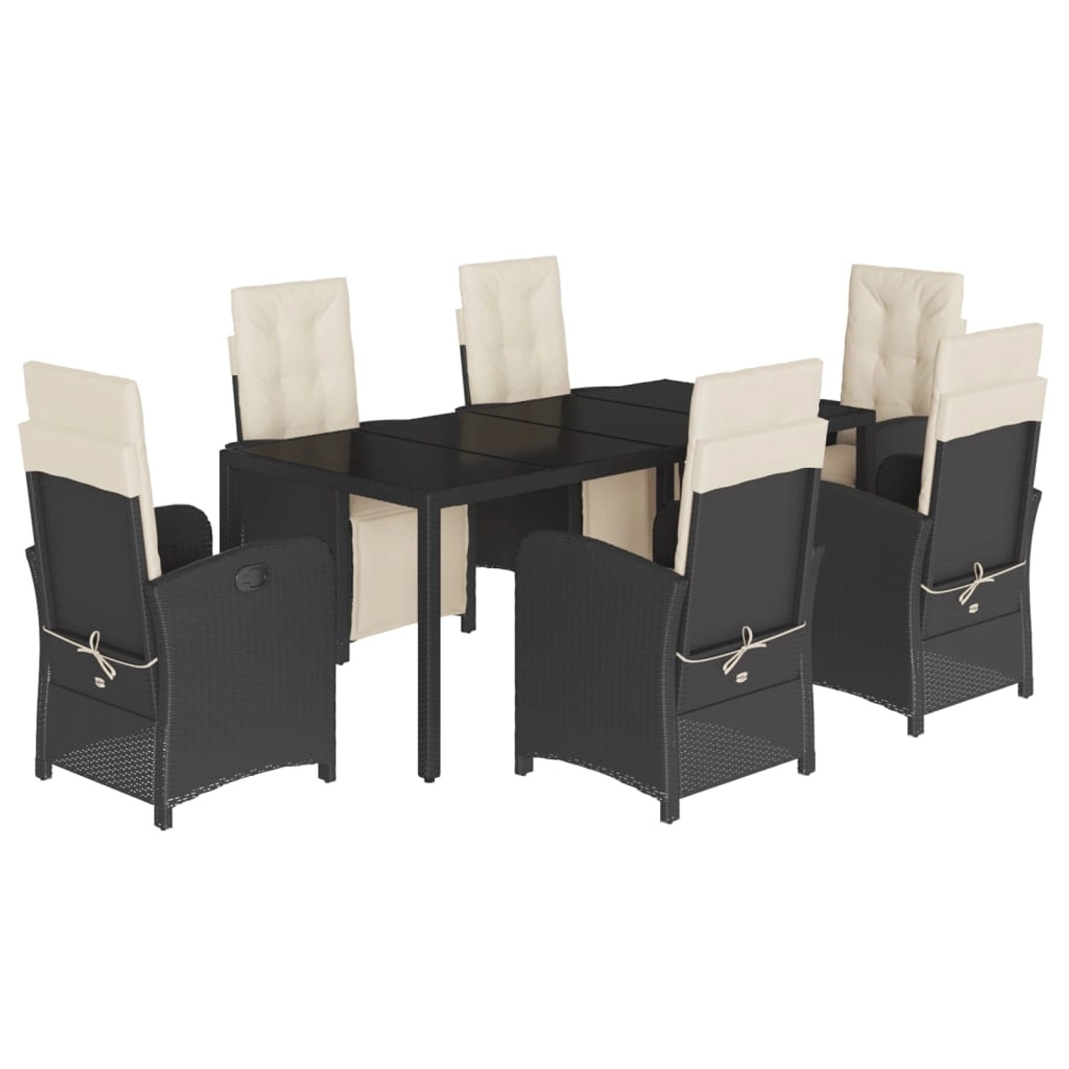 vidaXL 7-Tlg Garten-Essgruppe mit Kissen Schwarz Poly Rattan 3212454 günstig online kaufen