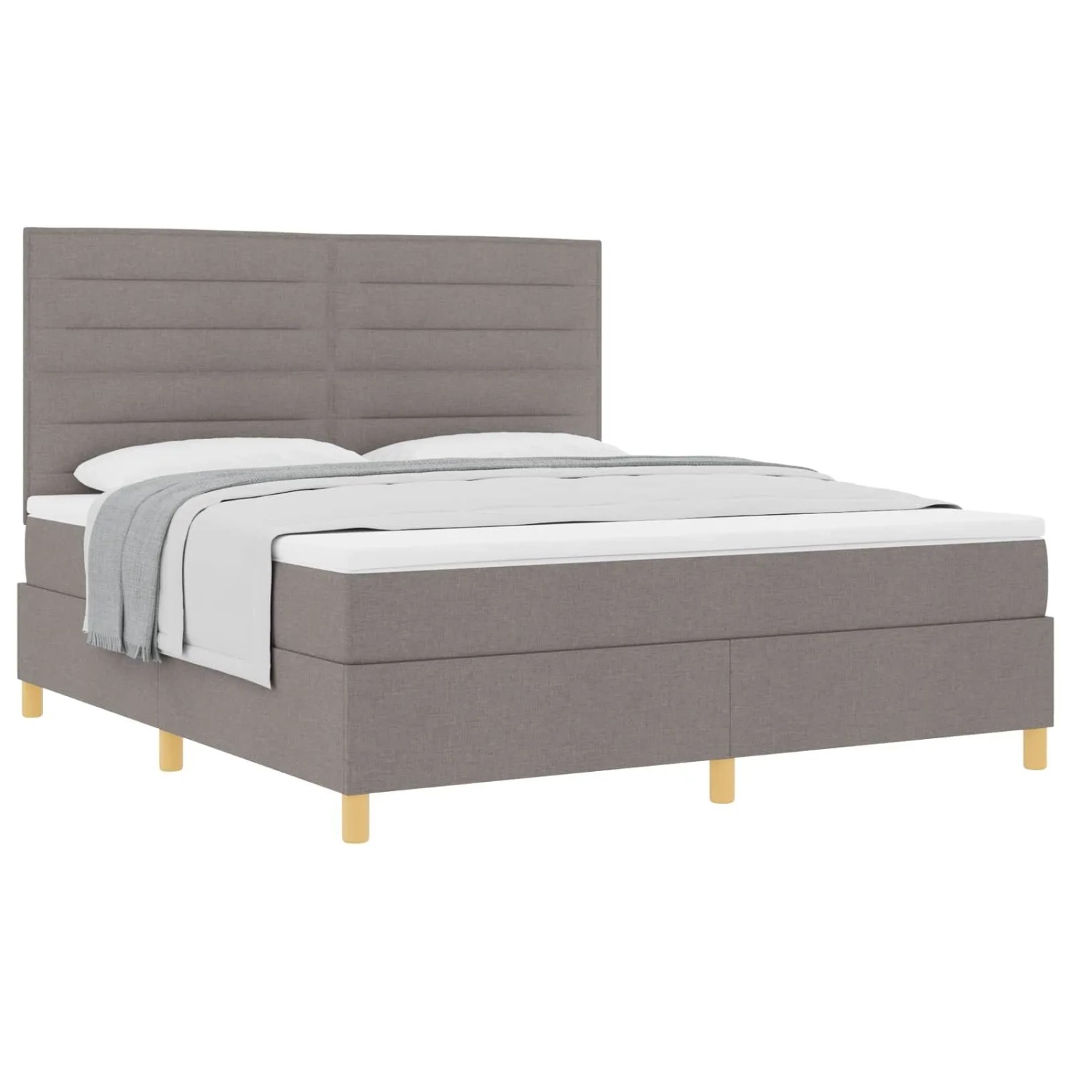 vidaXL Boxspringbett mit Matratze Taupe 180 x 200 cm Stoff 3339564