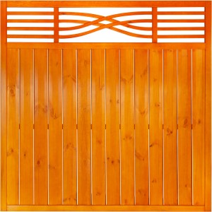 Zaunelement Malaga, 180x180 cm, Pinie, ohne Gitter, Sichtschutzzaun mit dekorativem Oberteil.