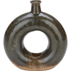 Schwarze Vase "Ancient Secrets" mit Loch, 19,5x6x17cm, moderne Deko für den Innenbereich.