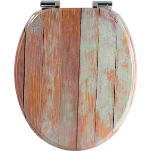 Sanfino WC-Sitz Blue Wood mit Absenkautomatik, Holz Toilettendeckel im Vintage-Look.