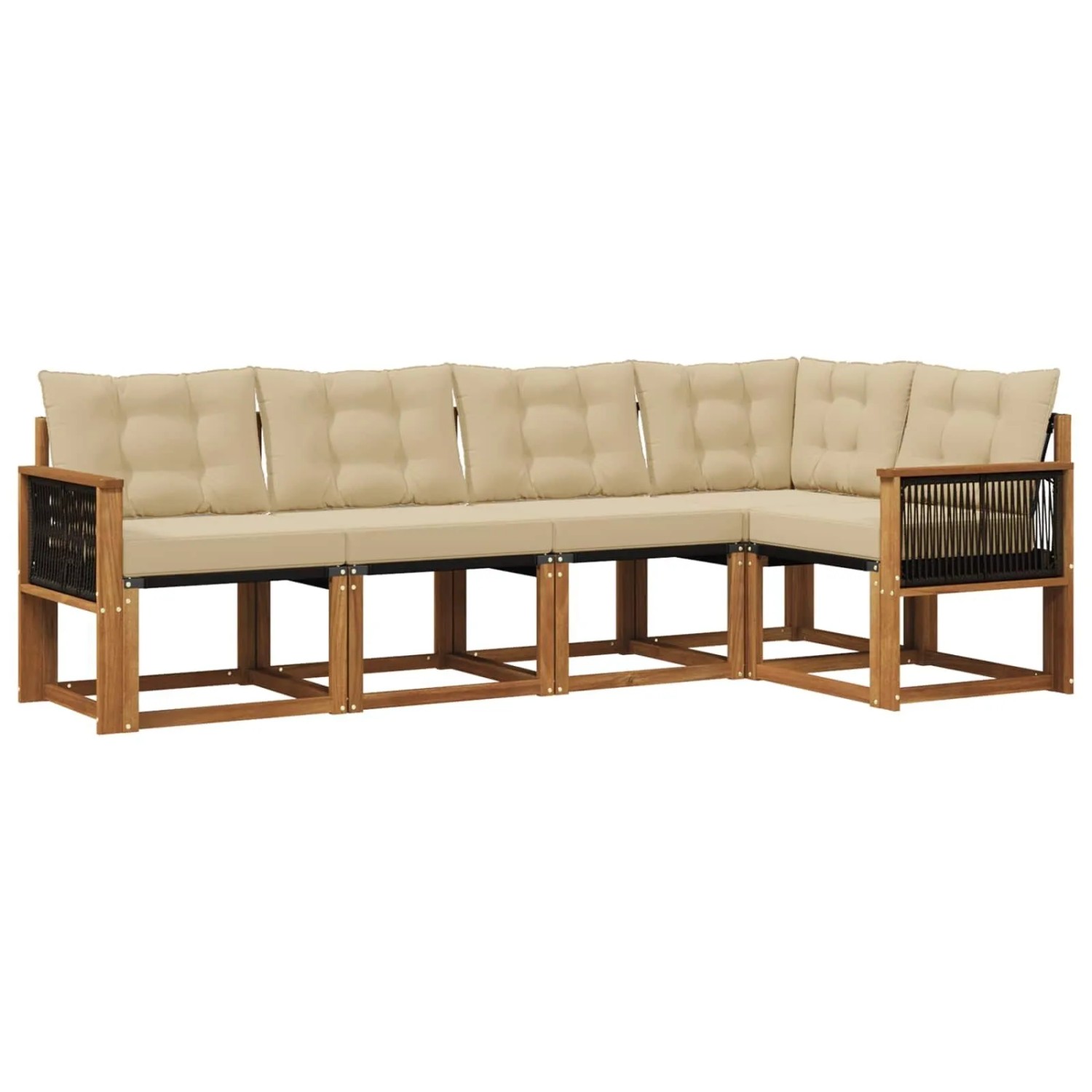 vidaXL Outdoor-Sofagarnitur mit Kissen 5 Stk Natur und Beige 3381953