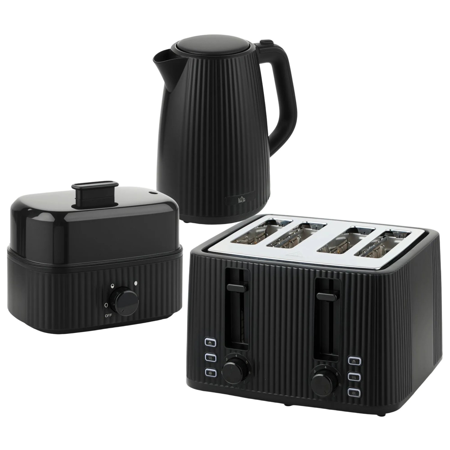 HOMCOM Wasserkocher- und Toaster-Set Kunststoff Edelstahl 21,4L x 15,6B x 23,3H cm Schwarz