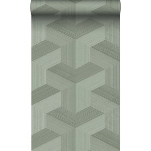 Origin Wallcoverings Öko-Strukturtapete mit 3D-Muster in Graugrün.
