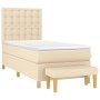 Cremefarbenes vidaXL Boxspringbett (80x200 cm) mit Matratze und Bank.