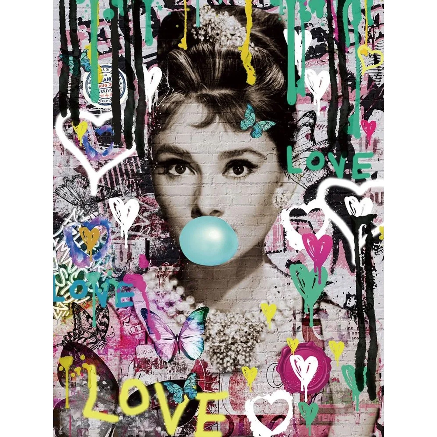 Art Universe Glasbilder Street Art Bubble 90 x 120 cm