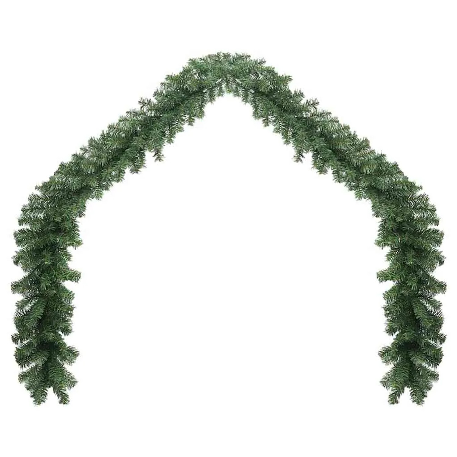 Grüne vidaXL Weihnachtsgirlande aus PVC, 20 m lang, buschig, in Bogenform drapiert. Ideal für festliche Deko.
