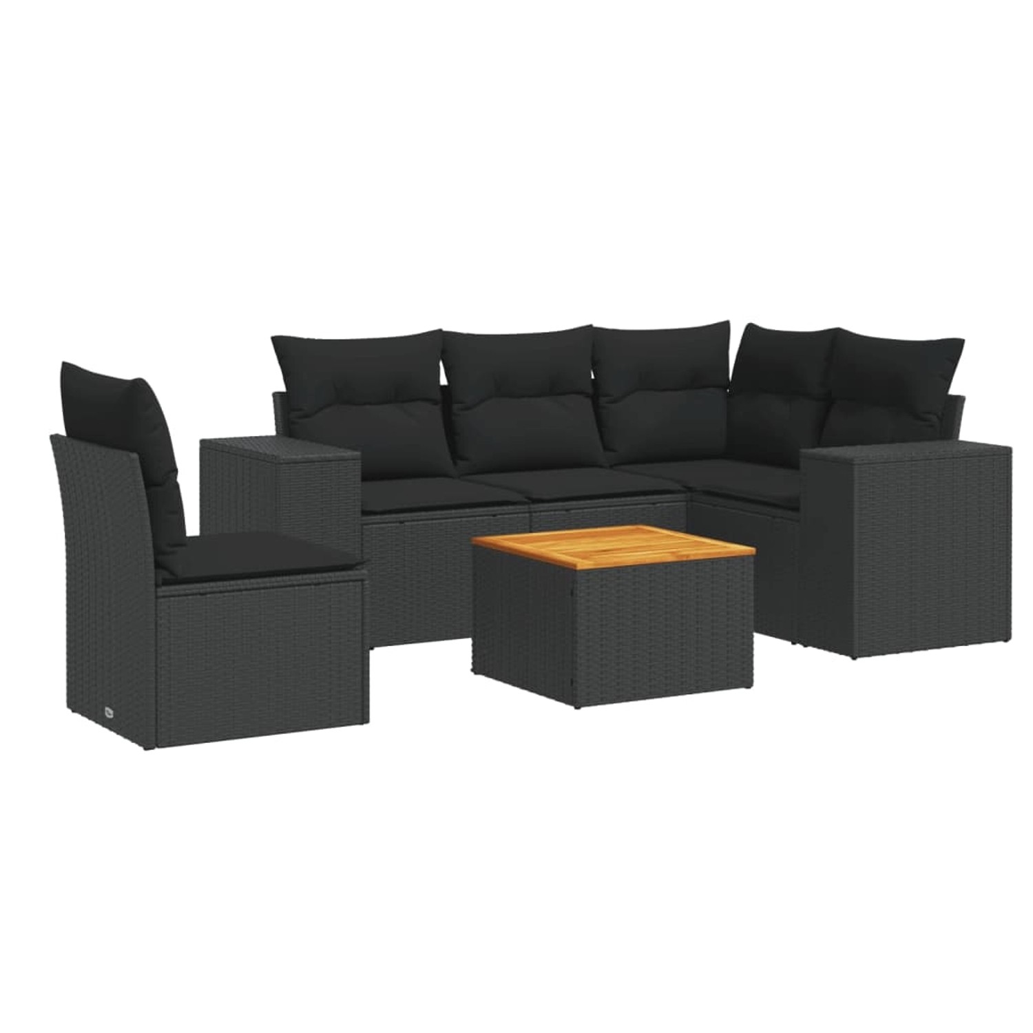 vidaXL 6-tlg Garten-Sofagarnitur mit Kissen Schwarz Poly Rattan Modell 236