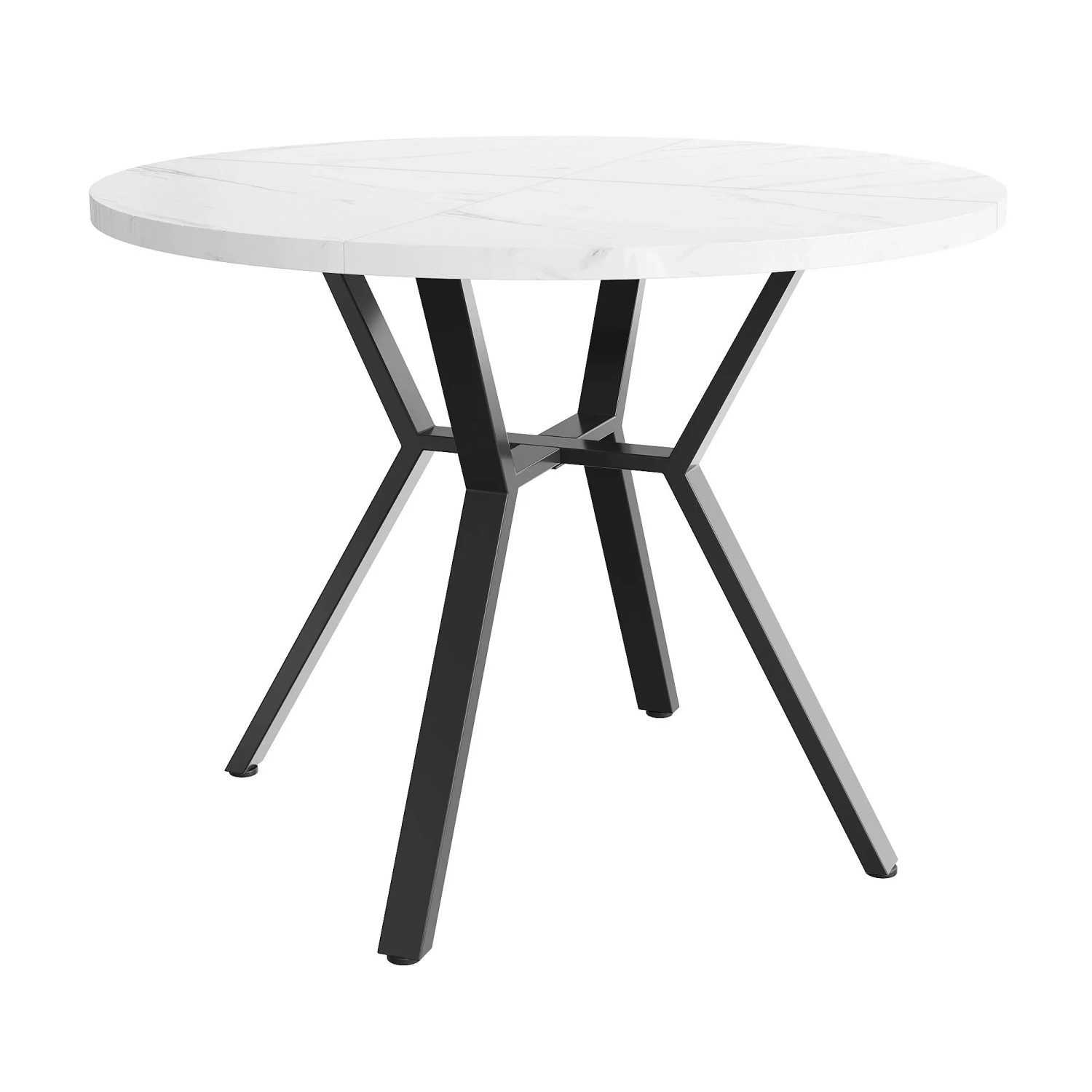 okwish Marmor-Esstisch X-förmiger Couchtisch Stabil und Langlebig 100 × 100 cm Schwarz