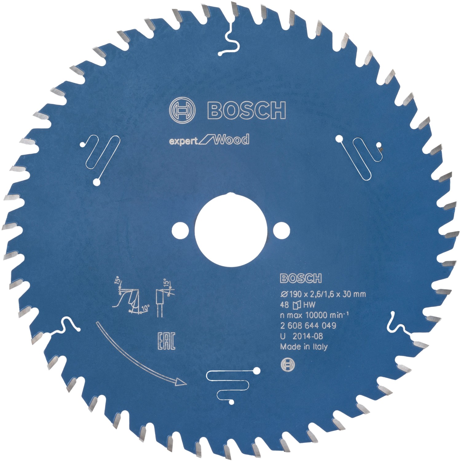 Bosch Kreissägeblatt Expert für Wood 190 mm x 26 mm x 30 mm 48 Zähne