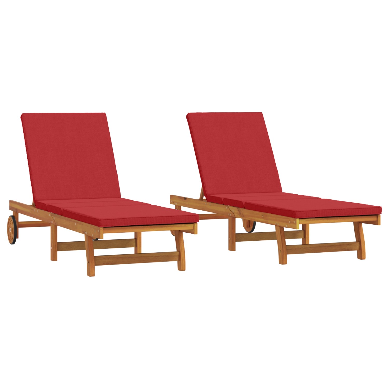 vidaXL Sonnenliegen 2 Stk mit Rädern und Kissen Massivholz Akazie 3325198