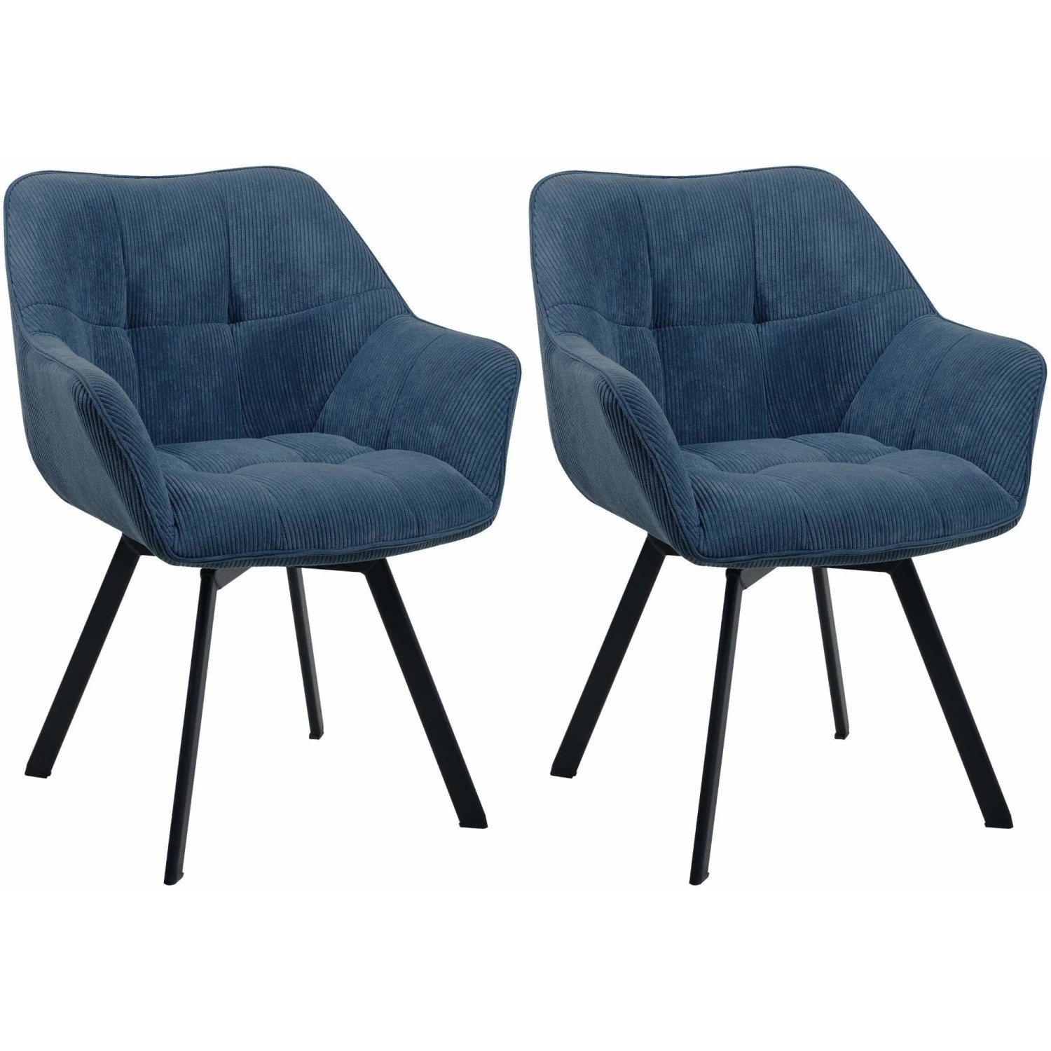 CLP 2er Set Esszimmerstuhl Jordi Cord Blau