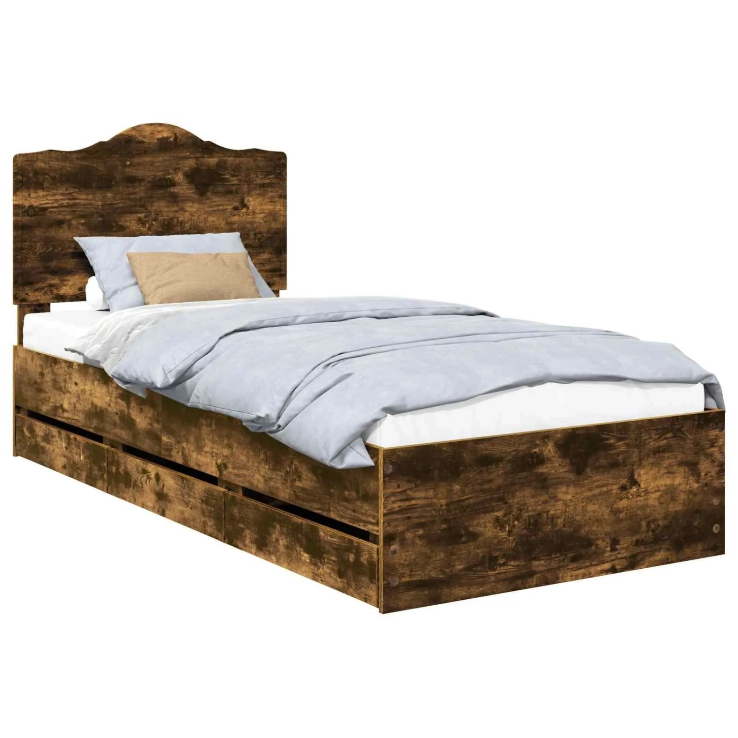 vidaXL Bettrahmen Geräucherte Eiche 98,5 x 200 cm Ingenieurs Holz 3413447
