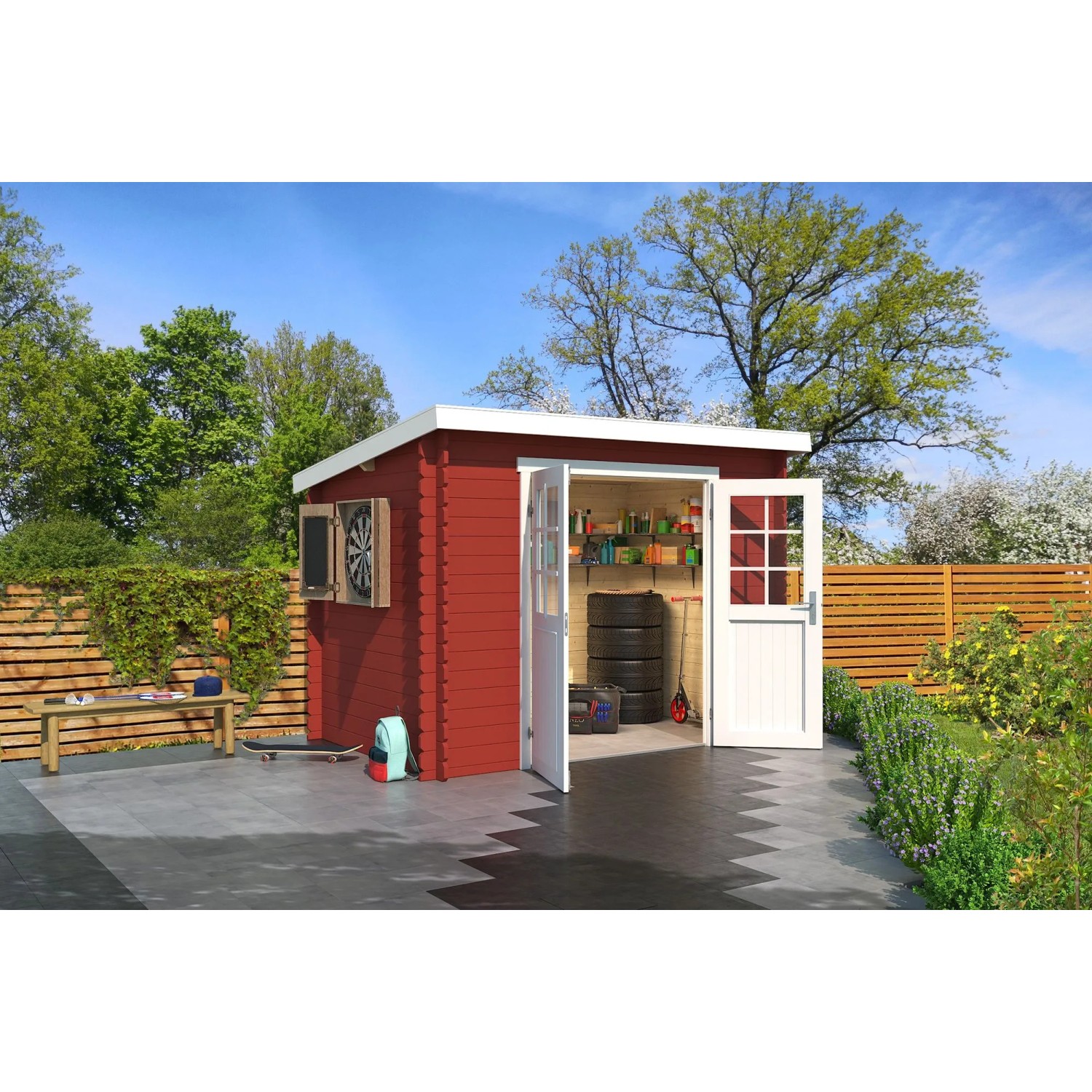 Lasita Holz-Gartenhaus San Jose 175 Flachdach Lasiert 275 cm x 175 cm