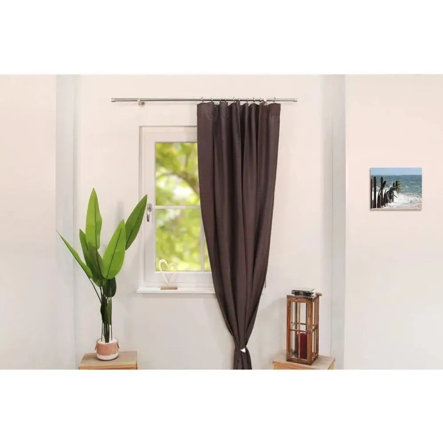 Deco-Raum Gardinenstange nach Maß 1-Lauf Kappe Ø 25mm Edelstahl-optik 80cm