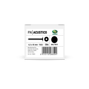 Verpackung FN Acustico Schrauben, 4,5x45mm, TX25, schwarz, für Akustikpaneele.