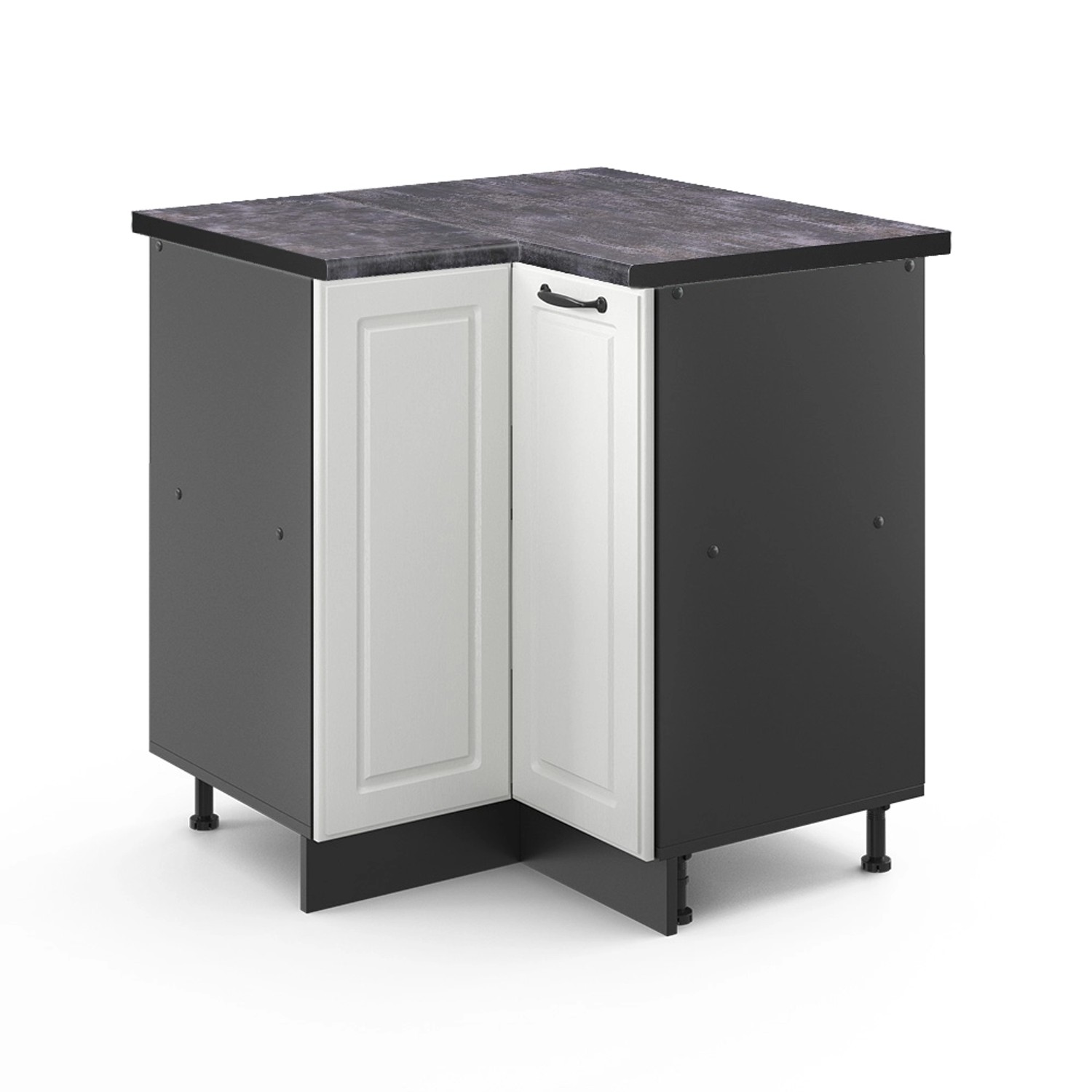 Vicco Eckunterschrank R-Line Weiß Landhaus/Anthrazit 76 cm AP Anthrazit