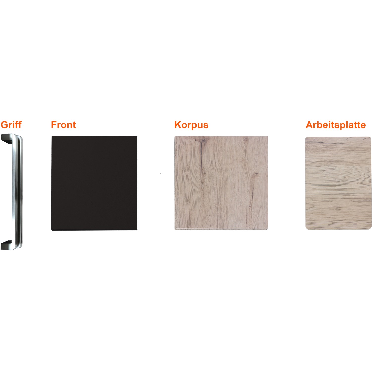 Flex-Well Exclusiv Musterpaket Küchenzeile Lara Anthrazit-San Remo Eiche NB