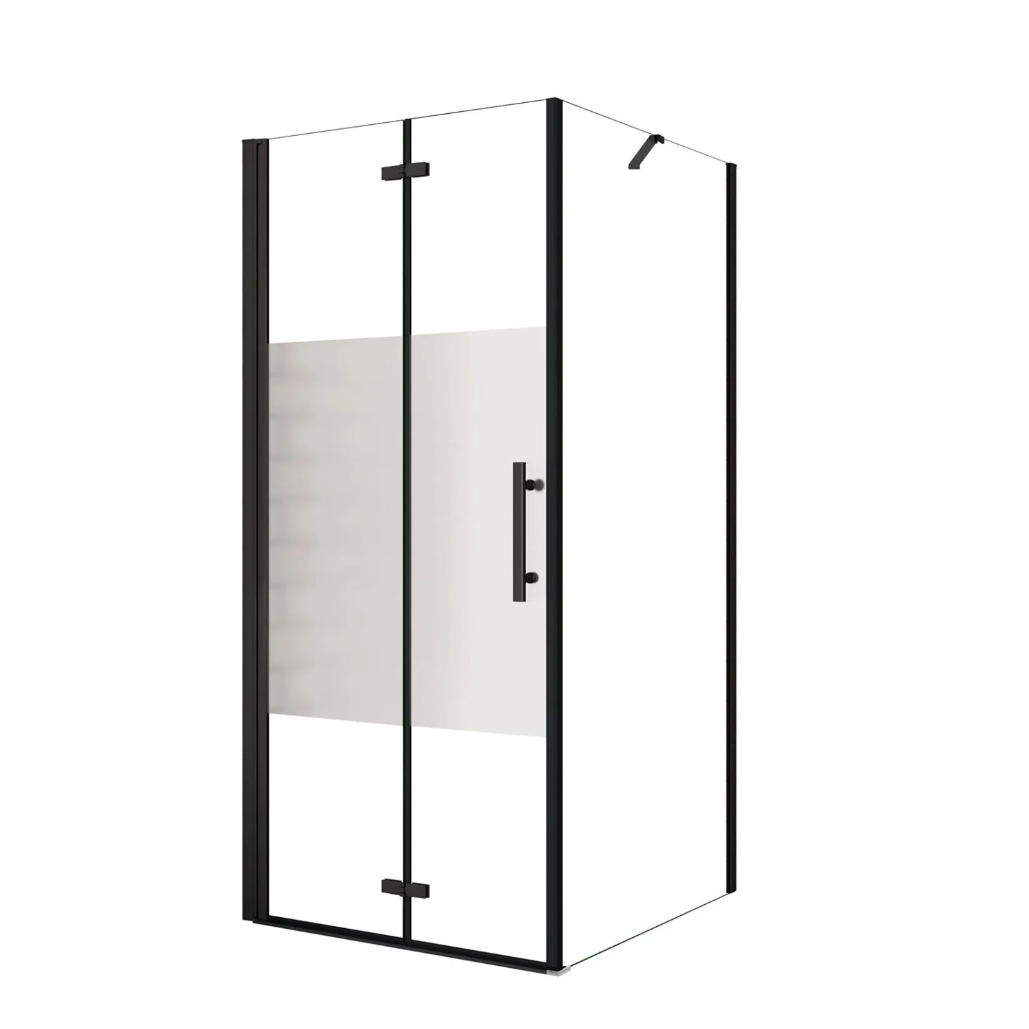 AICA Eckeinstieg Tür x Seitenwand 120x70cm Höhe 195cm Schwarz Teilsatiniert günstig online kaufen