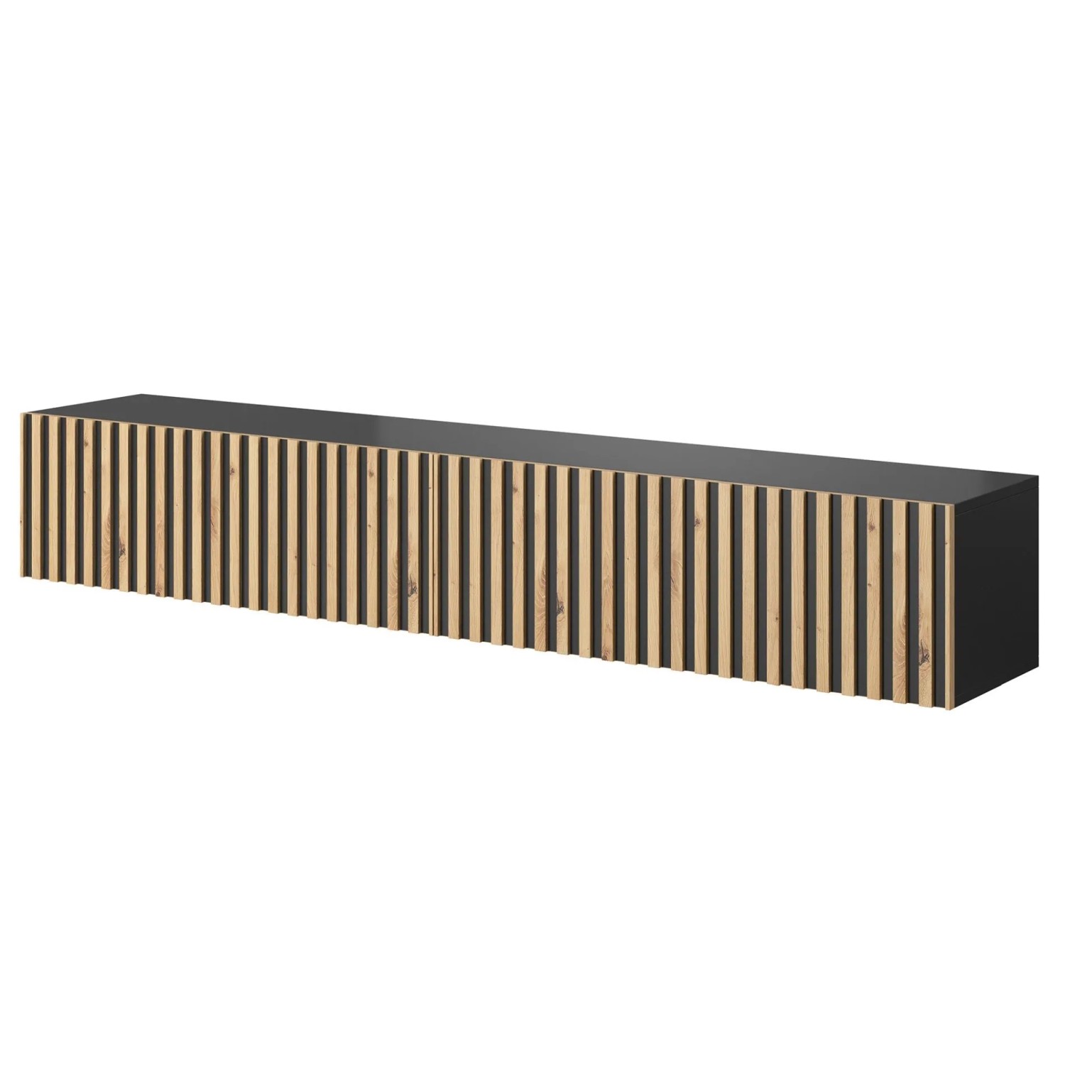 TV-Hängeboard Telire 175 cm Schwarz / Artisan Eiche Lamelle