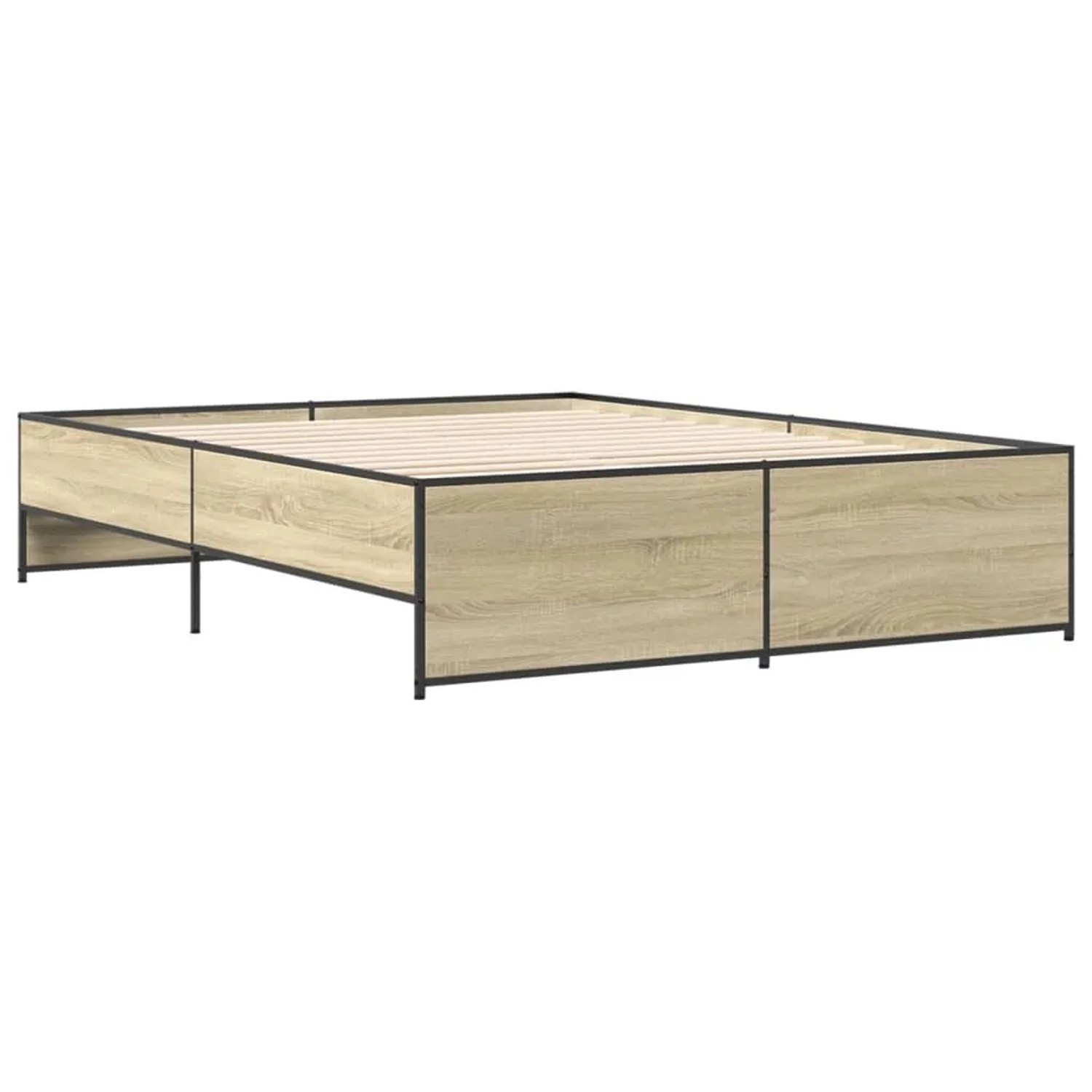 vidaXL Bettgestell Sonoma-Eiche 150x200 cm Holzwerkstoff und Metall 3279883 günstig online kaufen