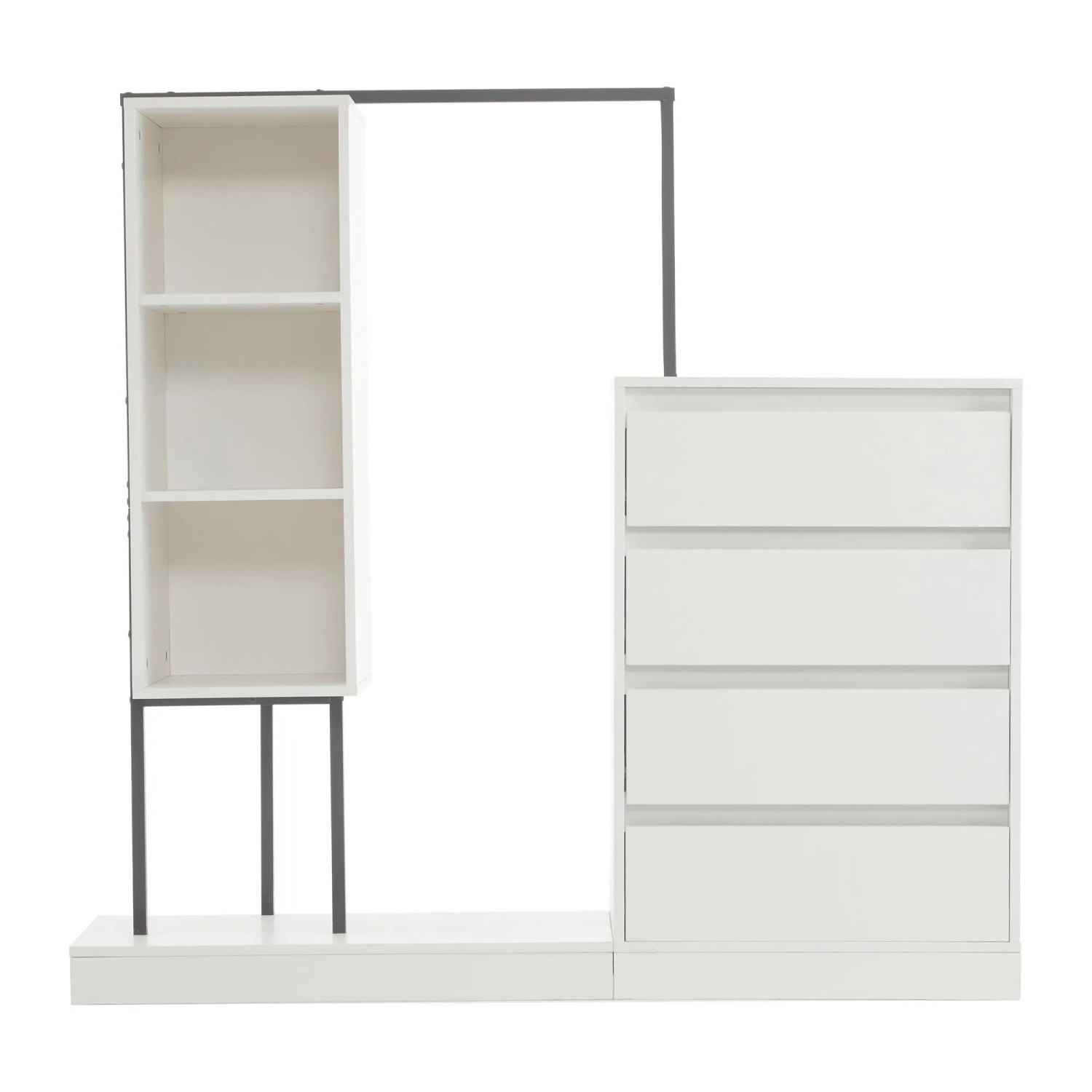 okwish Kleiderschrank mit Kleiderstange Schubladen Kinder 140x135x40cm Weiß
