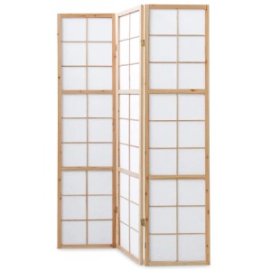 Homestyle4u 3-tlg. Paravent Shoji in Braun 132x175 cm 279