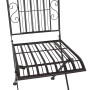 Klappbarer Stuhl aus dem Garden Pleasure Balkon-Set Mangan, schwarz-braunes Metall mit Ornamenten.