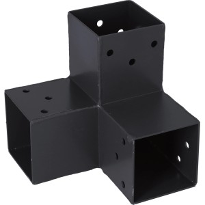 Anthrazitfarbener 90° Steckverbinder Ecke mit 3 Enden (71x71) für Holzkonstruktionen.