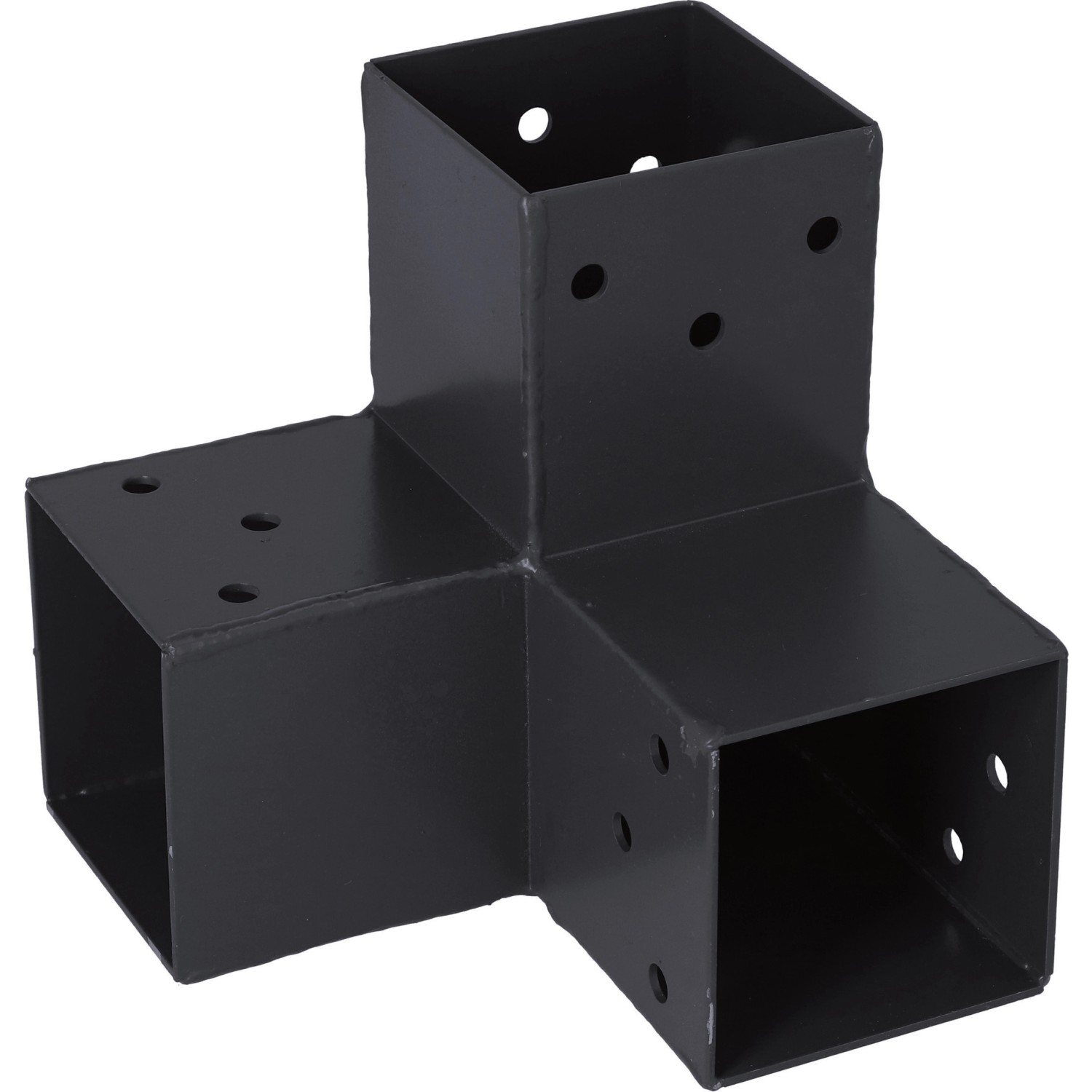 Anthrazitfarbener 90° Steckverbinder Ecke mit 3 Enden (71x71) für Holzkonstruktionen.