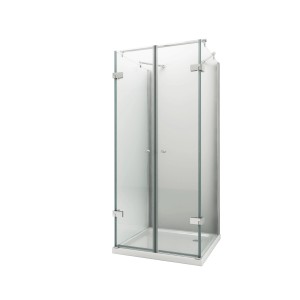 Glasdeals U Duschkabine AVILO 90x75x195 cm mit ESG Glas und Rahmen in Silberoptik.