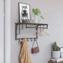Vasagle Wandgarderobe mit Regal, Kleiderstange und Haken in Braun-Schwarz. Ideal für Flur und Eingangsbereich.