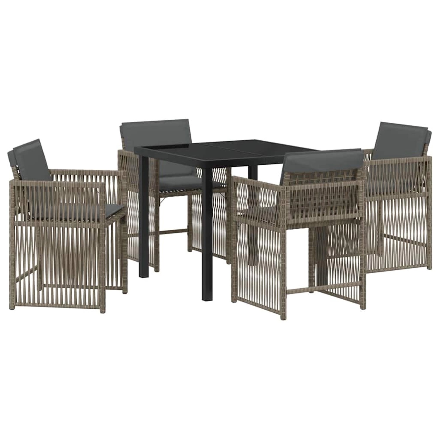 vidaXL Garten Essgruppe 5-Tlg Grau Poly Rattan 3380777 günstig online kaufen