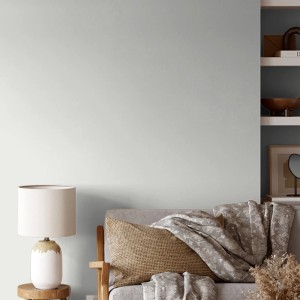 Wand in hellem Farbton mit V&CO Premium-Innenfarbe Dead Flat Matt Weiß gestrichen.