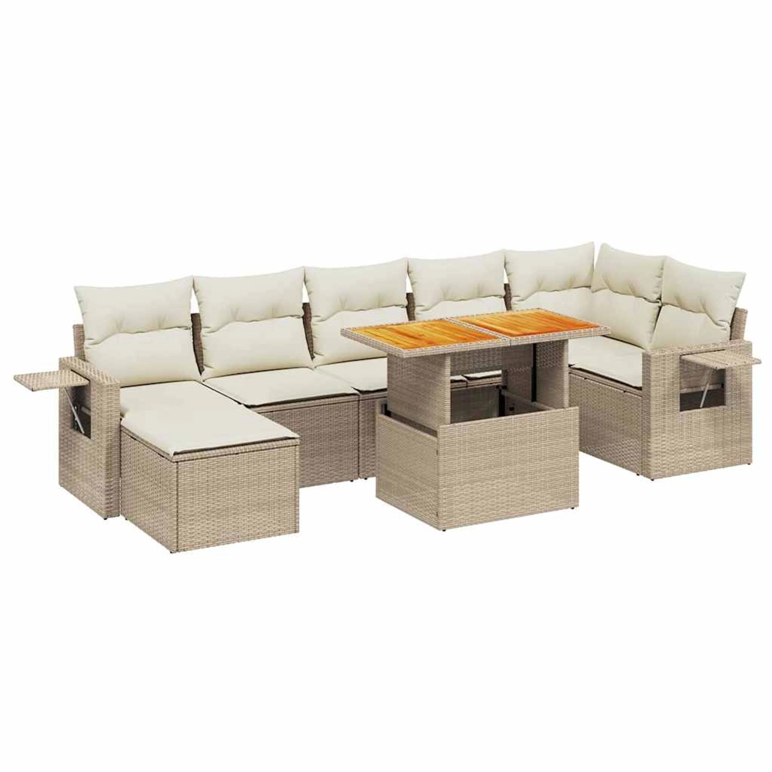 vidaXL 8-Tlg Garten-Sofagarnitur mit Kissen Beige Poly Rattan 3275711 günstig online kaufen
