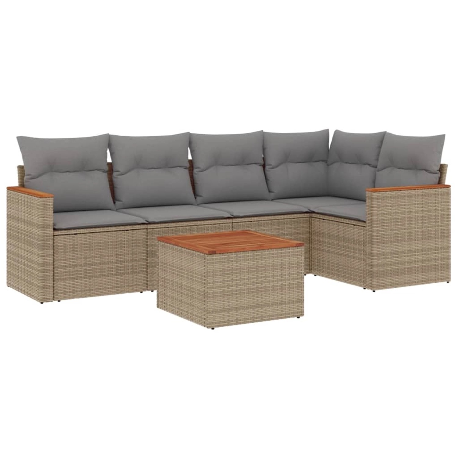 vidaXL 6-Tlg Garten-Sofagarnitur mit Kissen Beige Poly Rattan 3258356