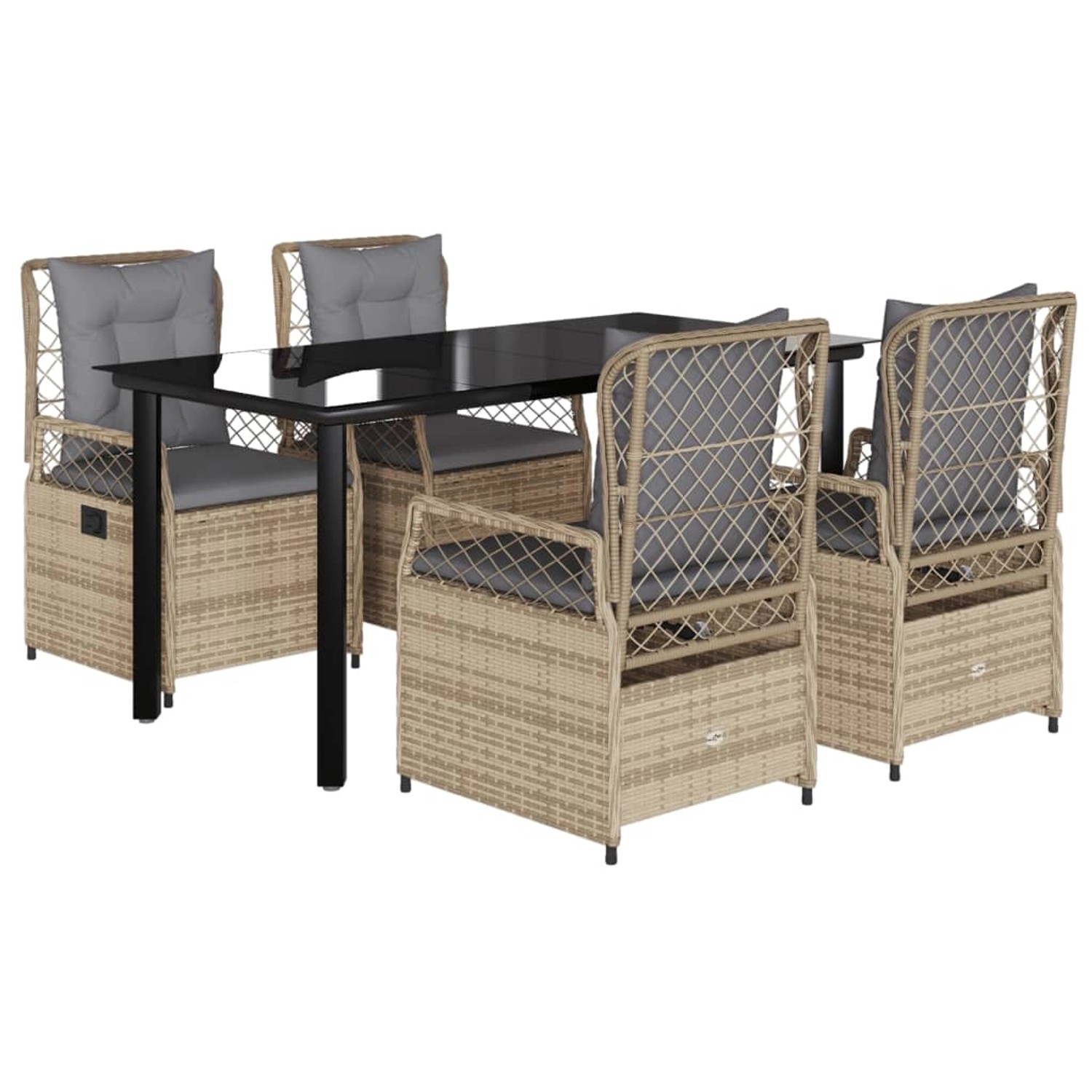 vidaXL 5-Tlg Garten-Essgruppe mit Kissen Beige Poly Rattan 3263009 günstig online kaufen