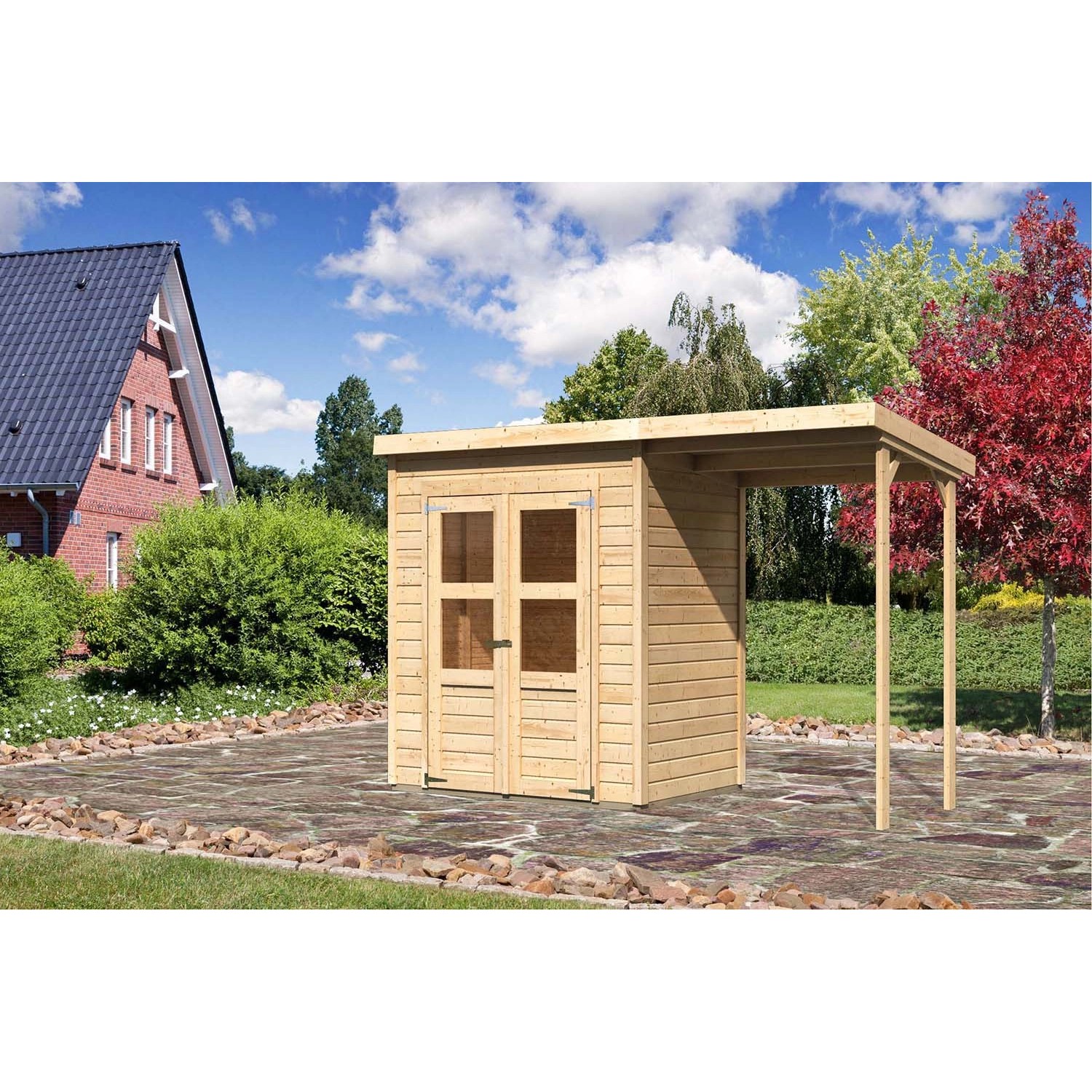 Karibu Holz-Gartenhaus Vellinge Natur Pultdach Unbehandelt 178 cm x 122 cm günstig online kaufen