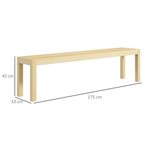 HOMCOM Sitzbank aus hellem Kiefernholz, modern, 175x33x45 cm. Bietet Platz für 3 Personen.