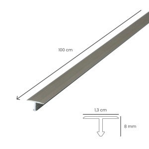 Dalsys T-Profil Übergangsschiene aus Aluminium in Champagner, 100 cm lang, 13 mm breit. Für Laminat & Parkett.