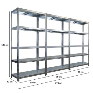 PROREGAL Mega Deal 3x Schwerlastregal Ragnar HxBxT 180x90x40cm 5 Stahlplatten-Ebenen Fachlast 125 kg Verzinkt